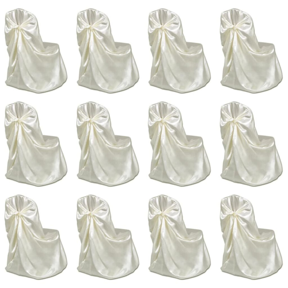 vidaXL 12x Chair Cover for Wedding Banquet Cream Spandex Dining Chairs Covers