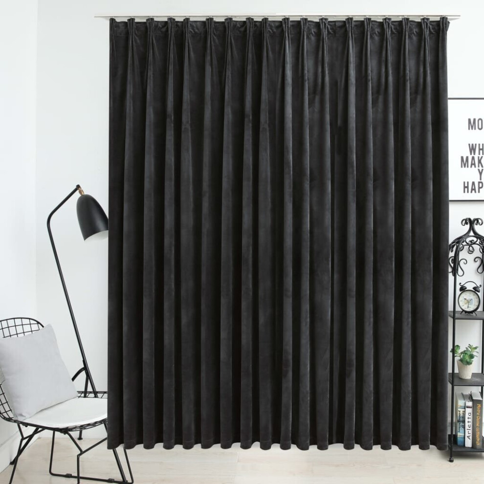 Vidaxl Blackout Curtain With Hooks Velvet Blind Drapery Window Anthracite