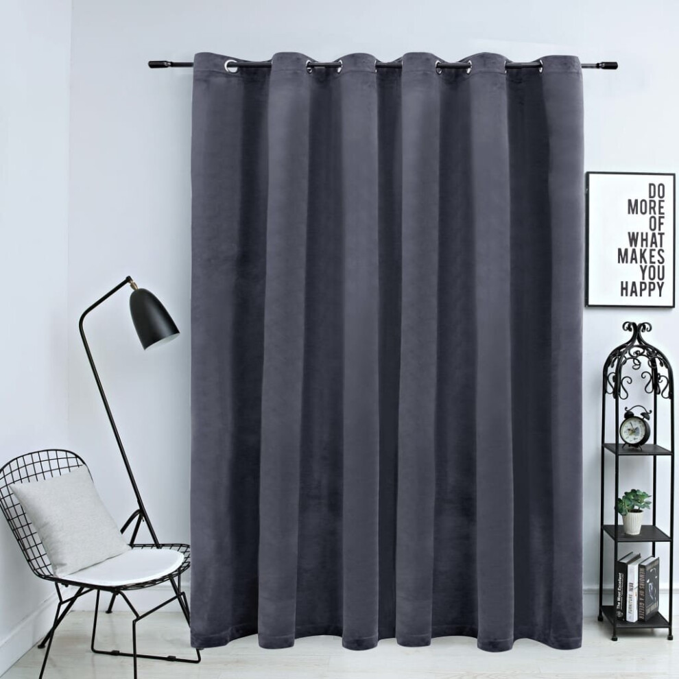 Vidaxl Blackout Curtain With Metal Rings Velvet Anthracite Blind Drape Window