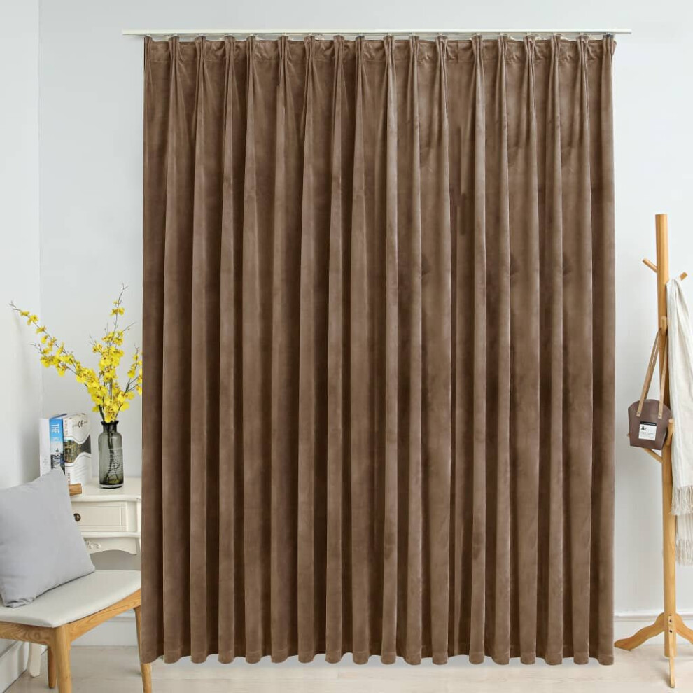 vidaXL Blackout Curtain with Hooks Velvet Beige Blind Drapery Window Curtain