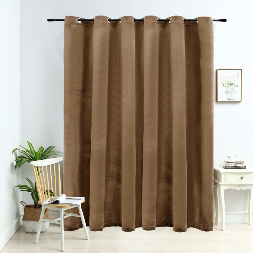 Vidaxl Blackout Curtain With Metal Rings Velvet Beige Blind Drapery Window
