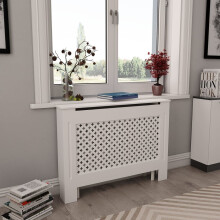 vidaXL 2x Radiator Covers White MDF Living Room Bedroom Heater Cabinet Shelf