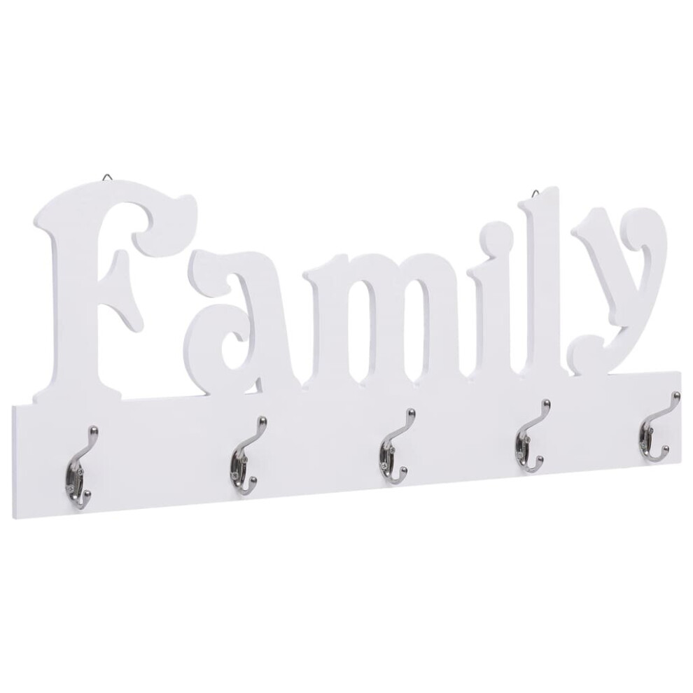 Vidaxl Wall Mounted Coat Rack Family Clothes Stand Hanger Entryway Furniture White