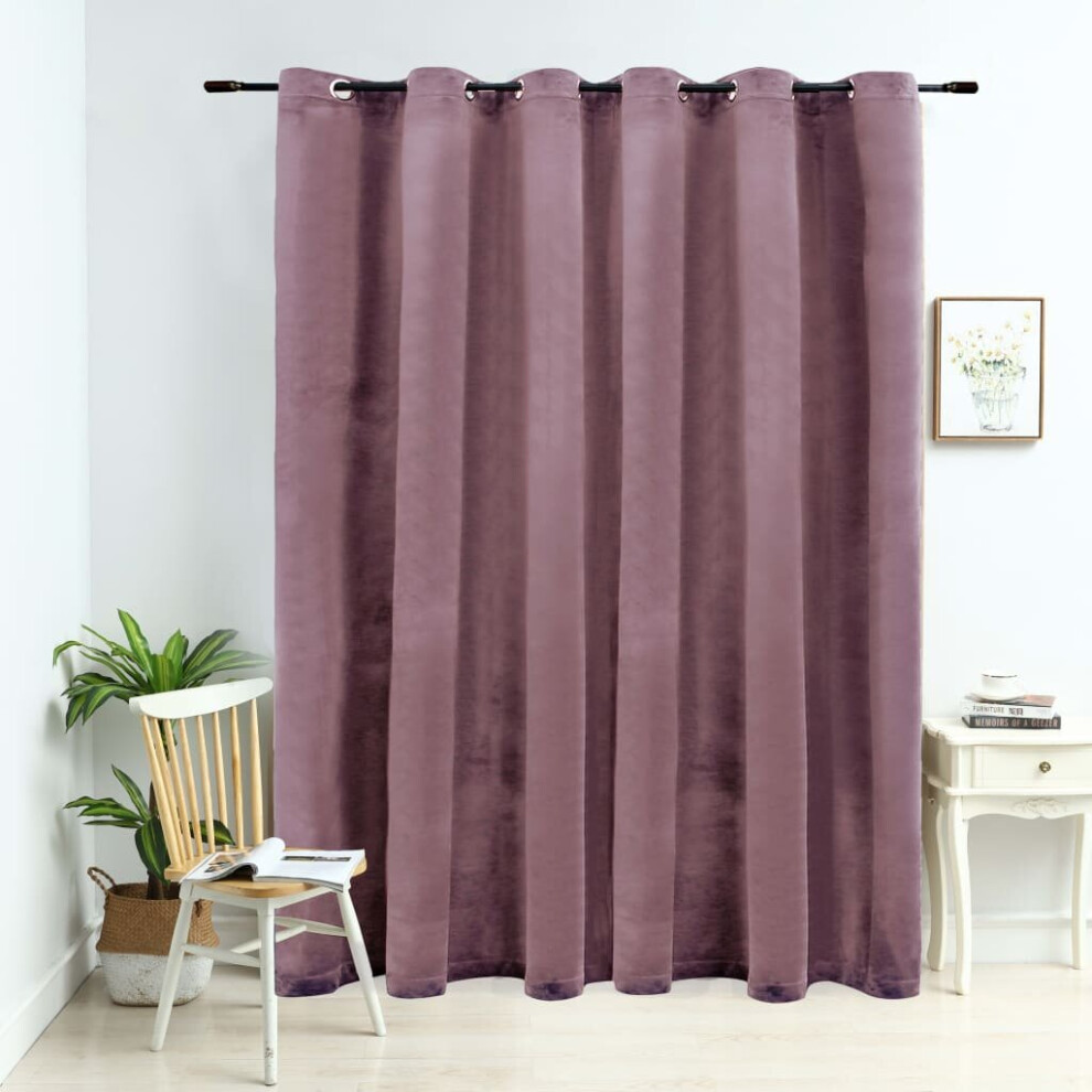Vidaxl Blackout Curtain With Metal Rings Velvet Antique Pink Blind Drapery - Image 2