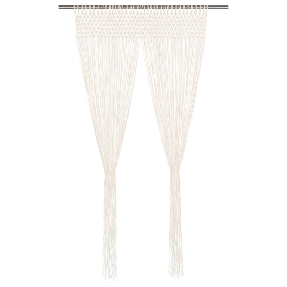 vidaXL Macrame Curtain Cotton Bedroom Window Drape Translucent  Background