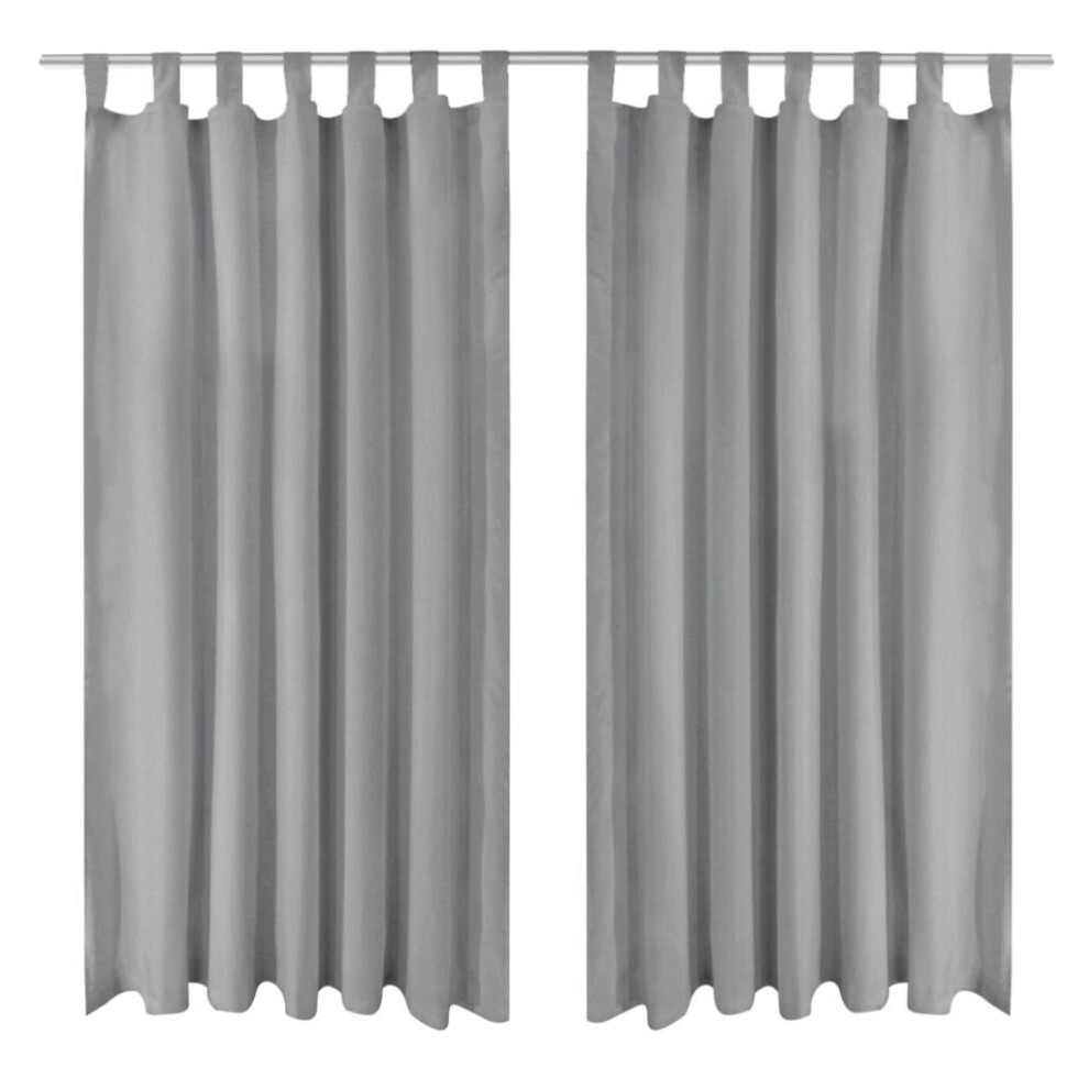 vidaXL 2x Micro-Satin Curtains with Loops 140x175 cm Grey Window Drapes Blinds