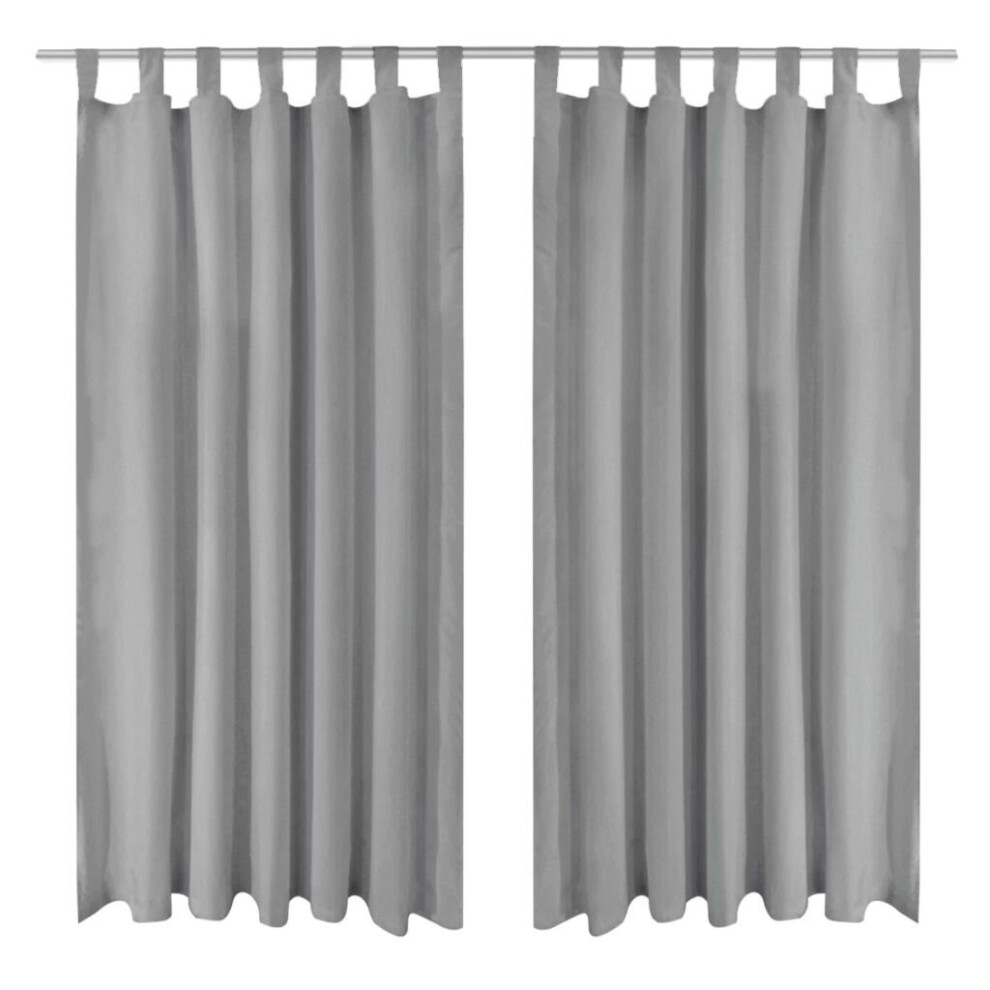 vidaXL 2x Micro-Satin Curtains with Loops 140x245 cm Grey Window Drapes Blinds