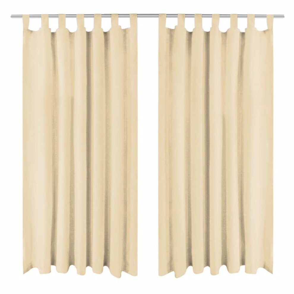 vidaXL 2x Micro-Satin Curtains with Loops 140x245 cm Beige Window Drapes Home