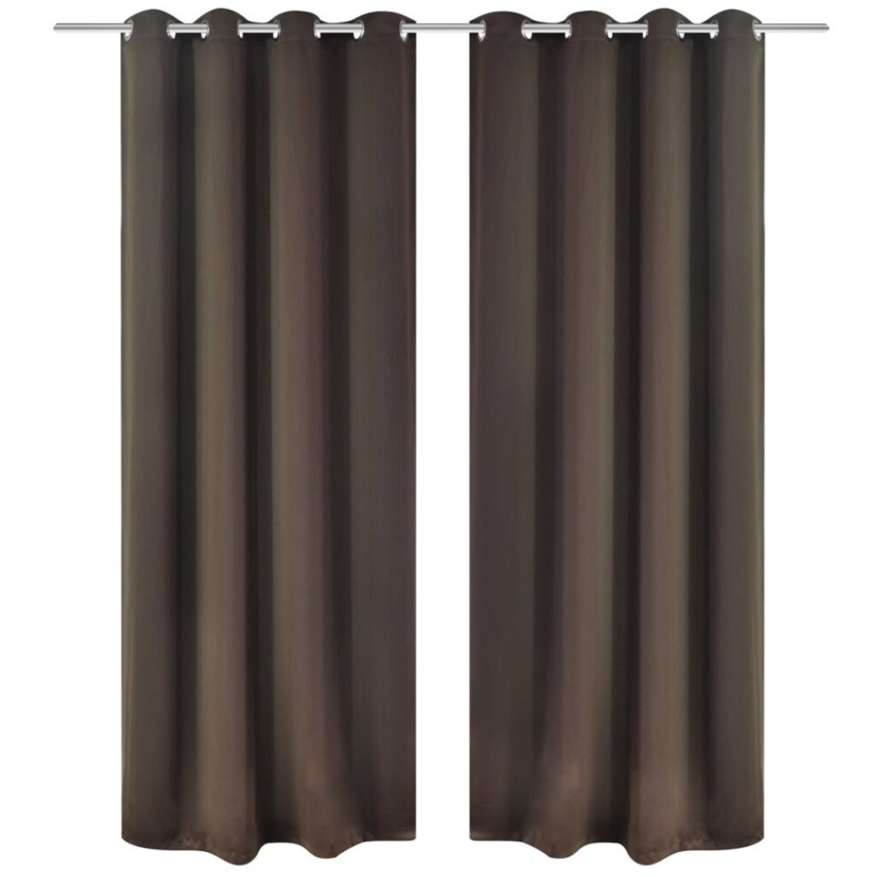 vidaXL 2x Blackout Curtains with Metal Eyelets 135x175 cm Brown Window Drapes