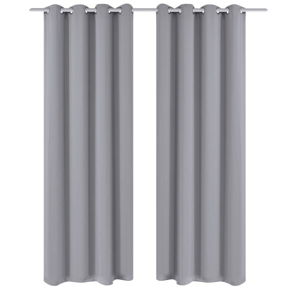 vidaXL 2x Blackout Curtains with Metal Eyelets 135x175 cm Grey Window Drapes