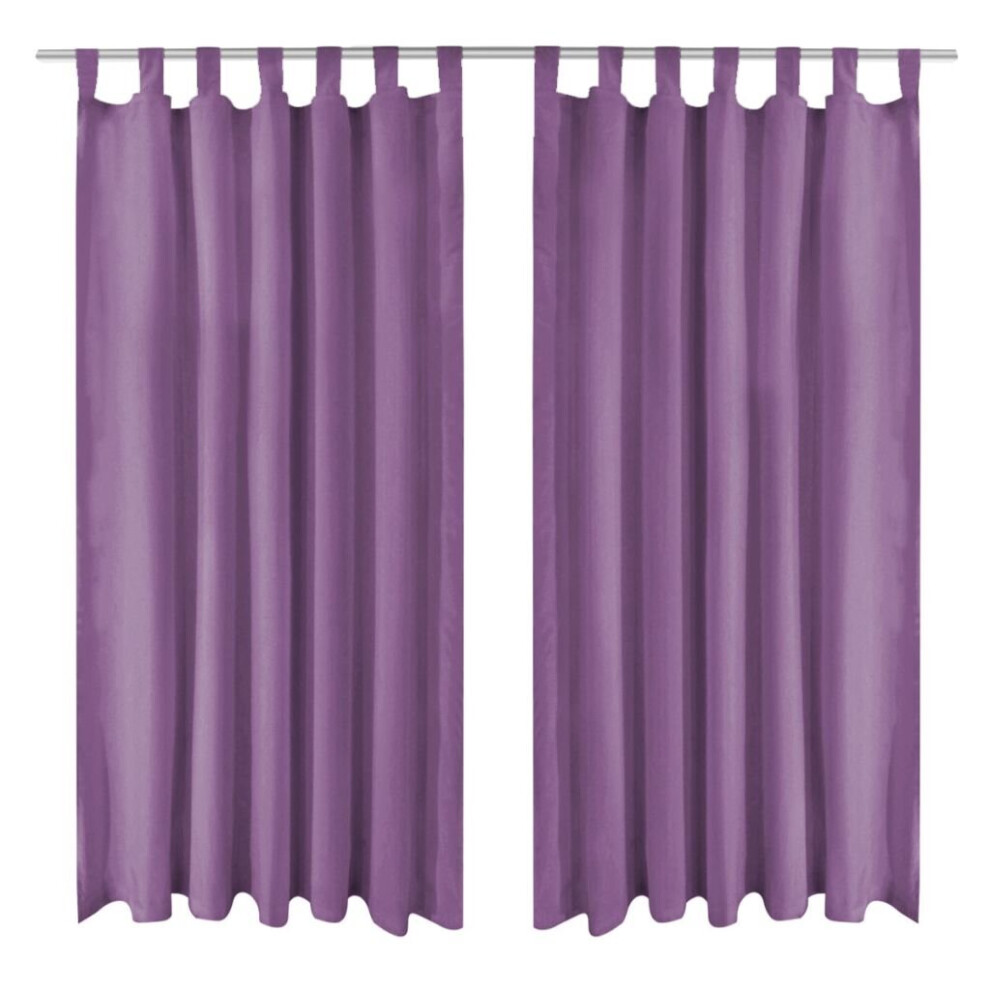 vidaXL 2x Micro-Satin Curtains with Loops 140x175 cm Lilac Window Drapes Home