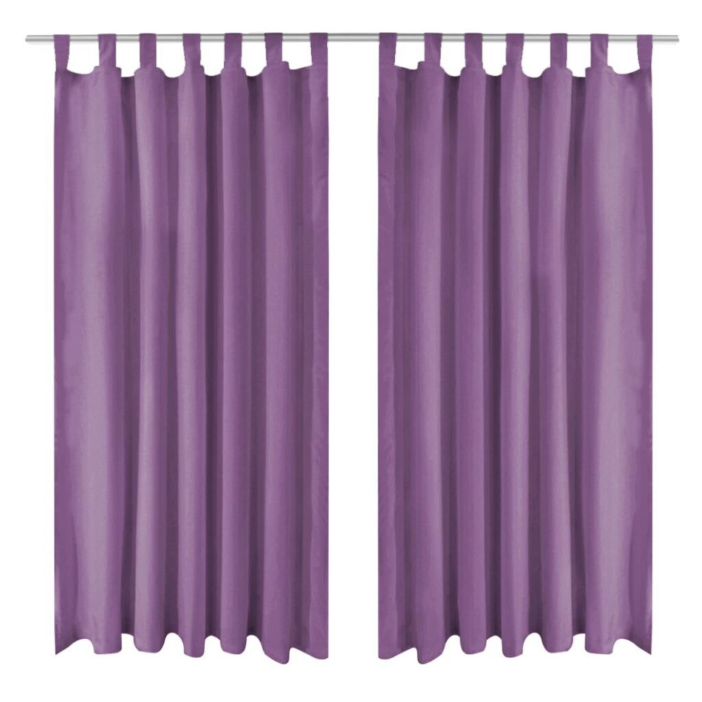 vidaXL 2x Micro-Satin Curtains with Loops 140x245 cm Lilac Window Drapes Home