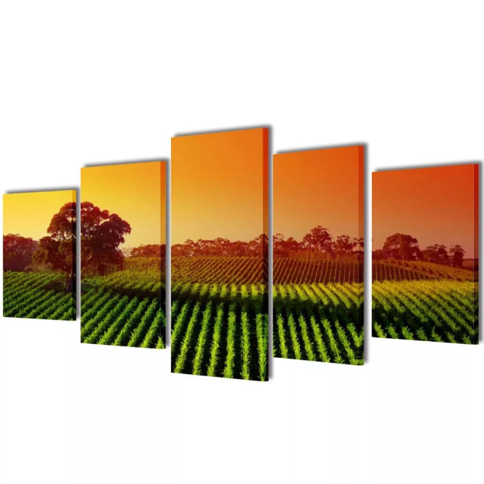 vidaXL Canvas Wall Print Set Fields 200x100cm Home Picture Artwork Poster