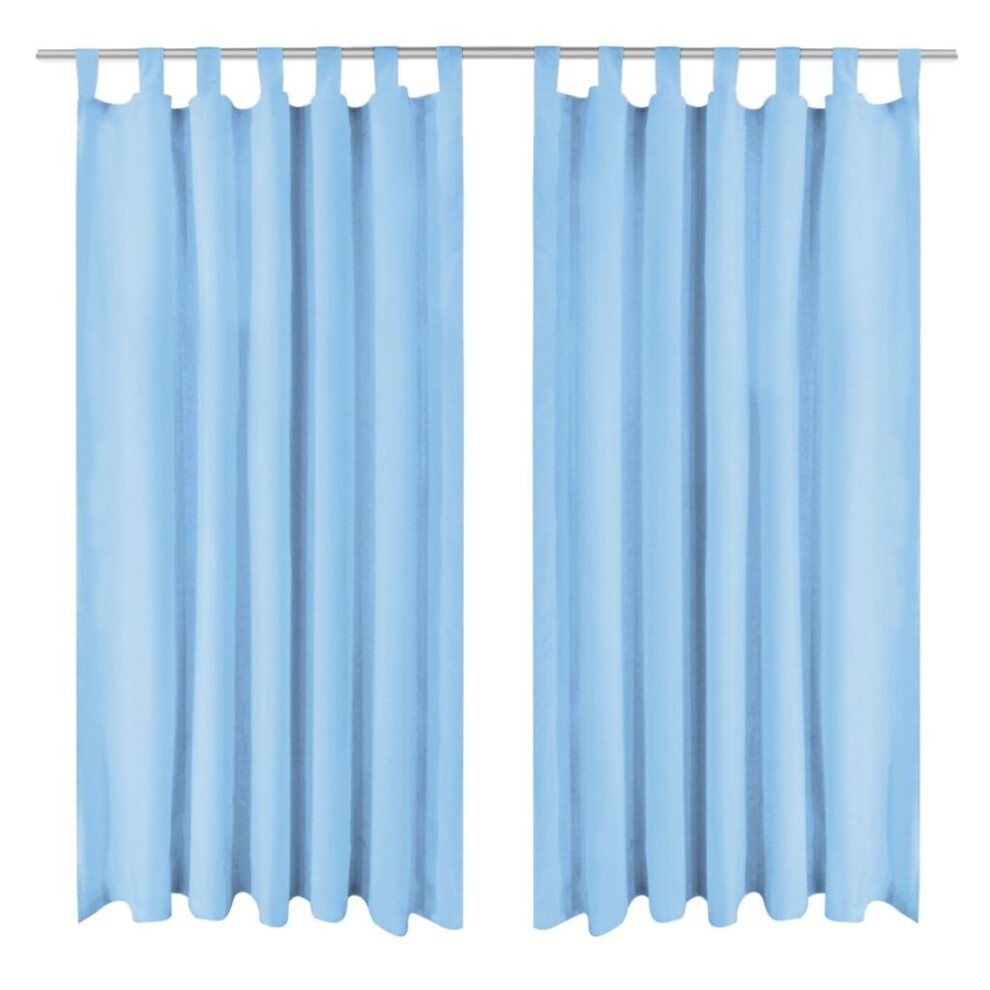 vidaXL 2x Micro-Satin Curtains with Loops 140x175 cm Turquoise Window Drapes