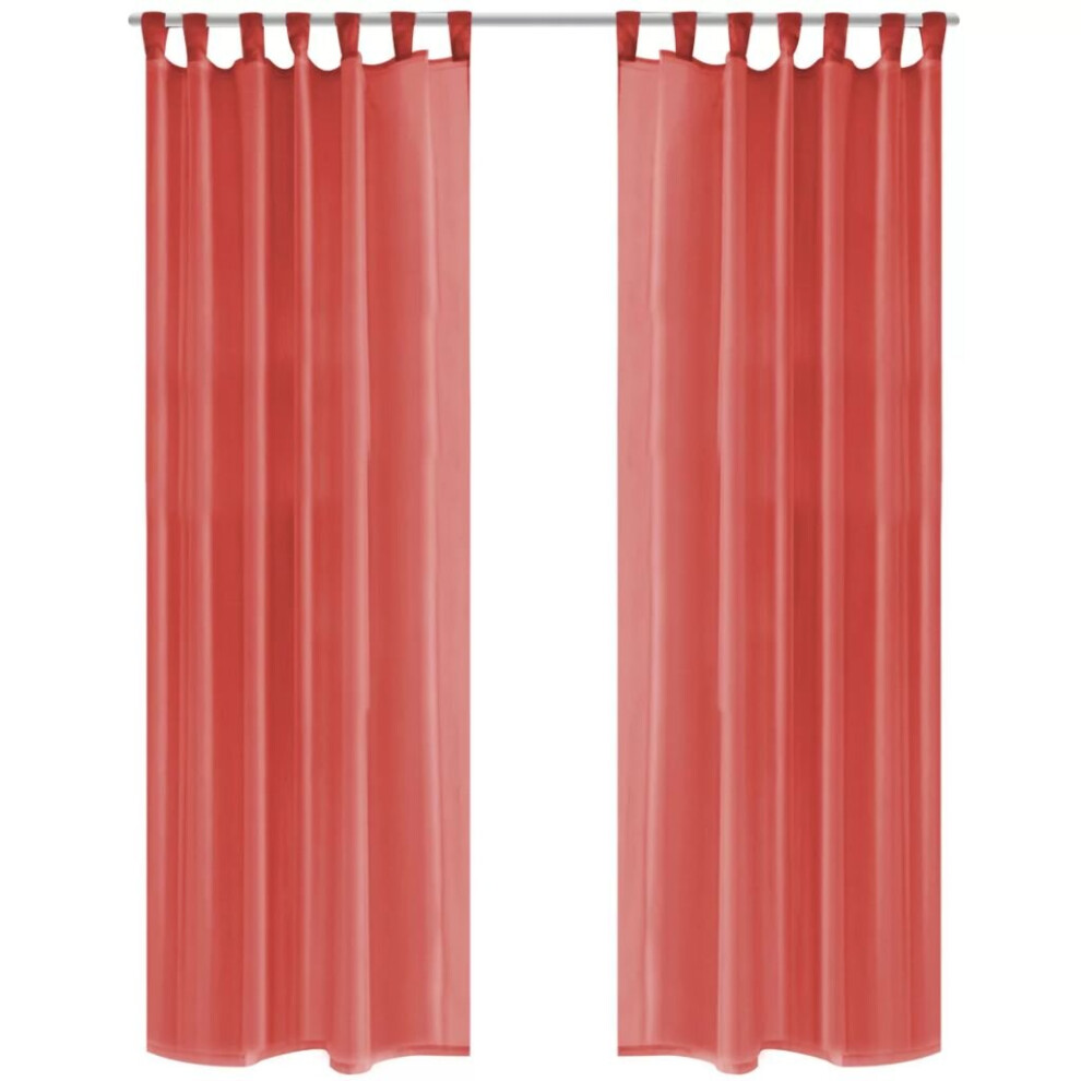 vidaXL 2x Voile Curtains 140x225 cm Red Window Drapes Coverings Blinds Home