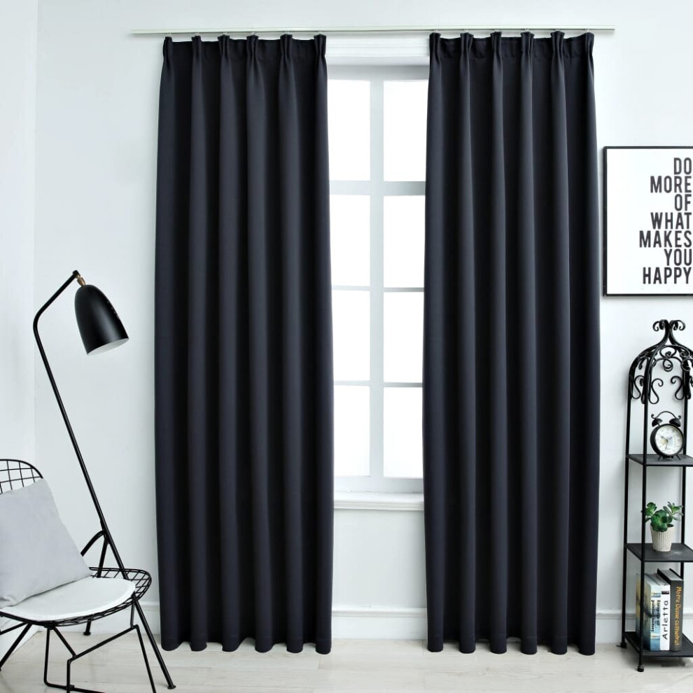 vidaXL 2x Blackout Curtains with Hooks Anthracite 140x225cm Drapery Blind