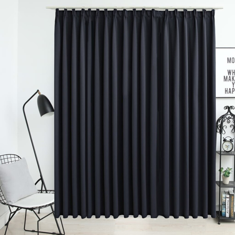 vidaXL Blackout Curtain with Hooks Black Blind Drapery Window Curtain Covering