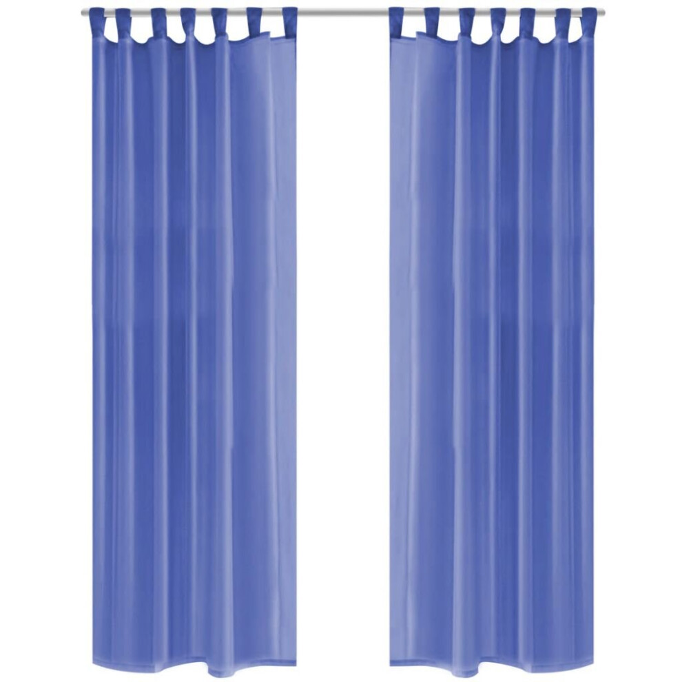 vidaXL 2x Voile Curtains 140x225 cm Royal Blue Window Drapes Coverings Blinds