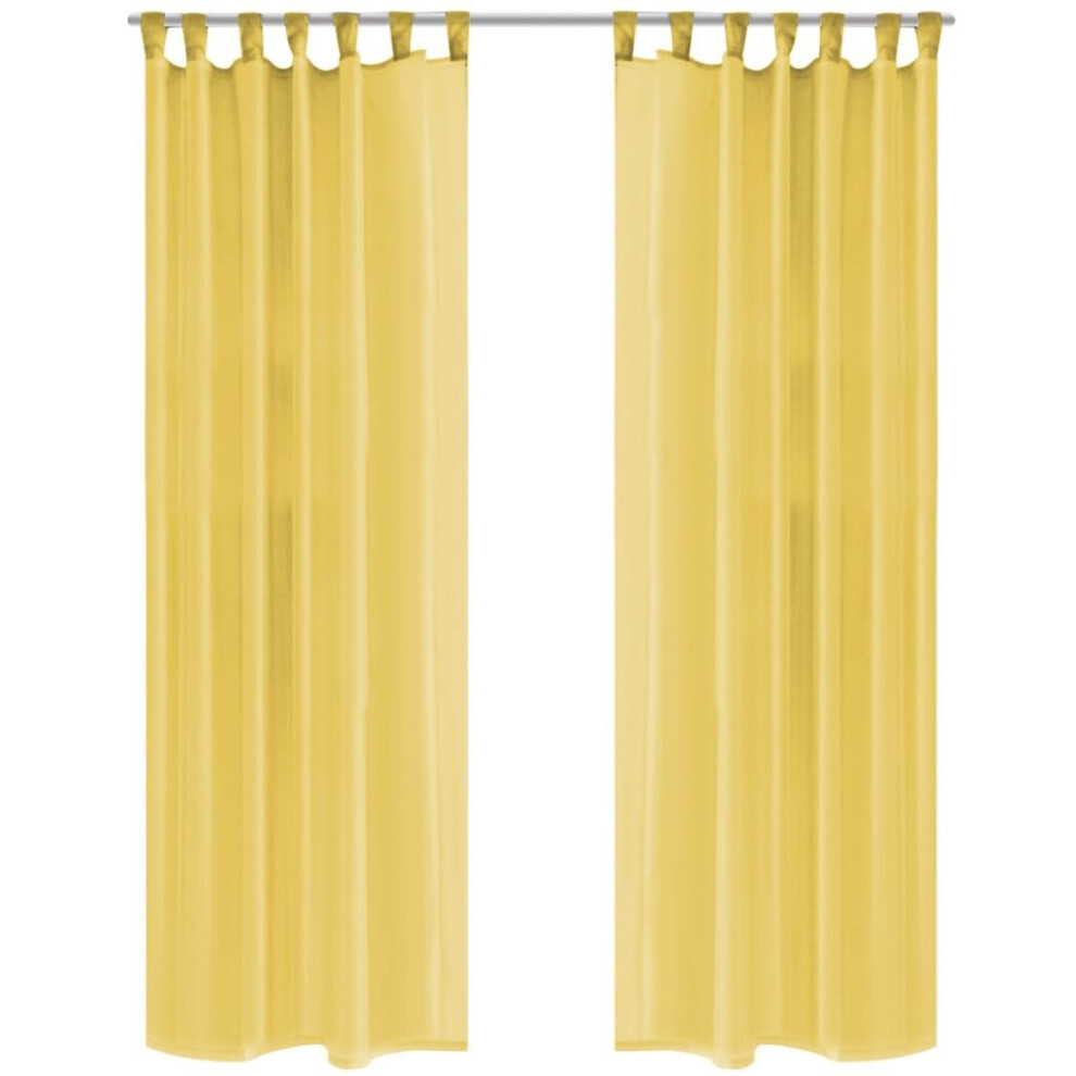 vidaXL 2x Voile Curtains 140x175 Cm Yellow Window Drapes Coverings Blinds Home