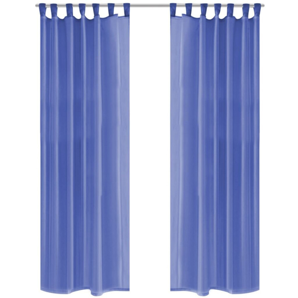 vidaXL 2x Voile Curtains 140x245 cm Royal Blue Window Drapes Coverings Blinds