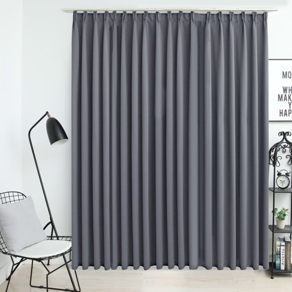 Vidaxl Blackout Curtain With Hooks Grey Blind Drape Window Curtain Covering