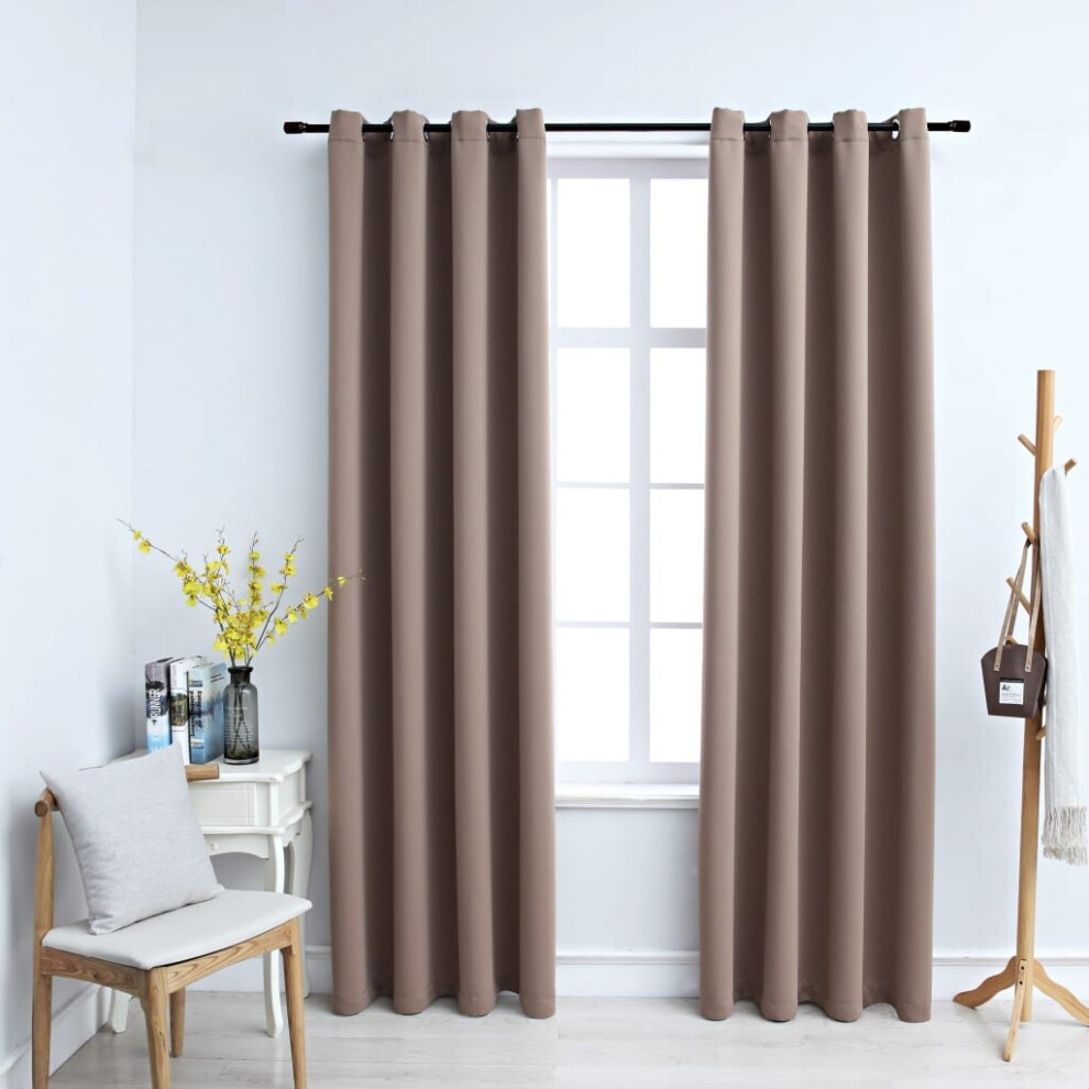 Vidaxl 2X Blackout Curtains With Metal Rings Taupe 140X225cm Blind Drapery
