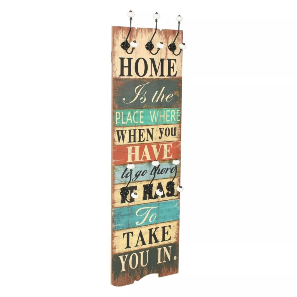 Vidaxl Wall-Mounted Coat Rack With 6 Hooks 120X40cm Home Is Hanger Holder