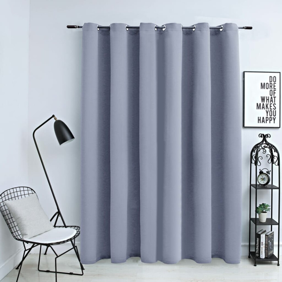 vidaXL Blackout Curtain with Metal Rings Grey Blind Drapery Window Curtain