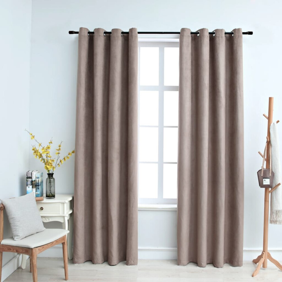 Vidaxl 2X Blackout Curtains With Metal Rings Taupe 140X225cm Blind Drapery