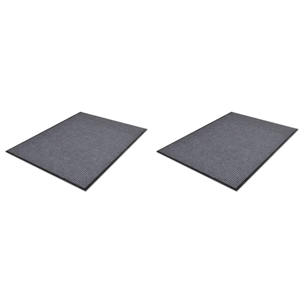 vidaXL 2x PVC Door Mats Indoor Use Non-skid Safety Mat Grey Front Door Mat