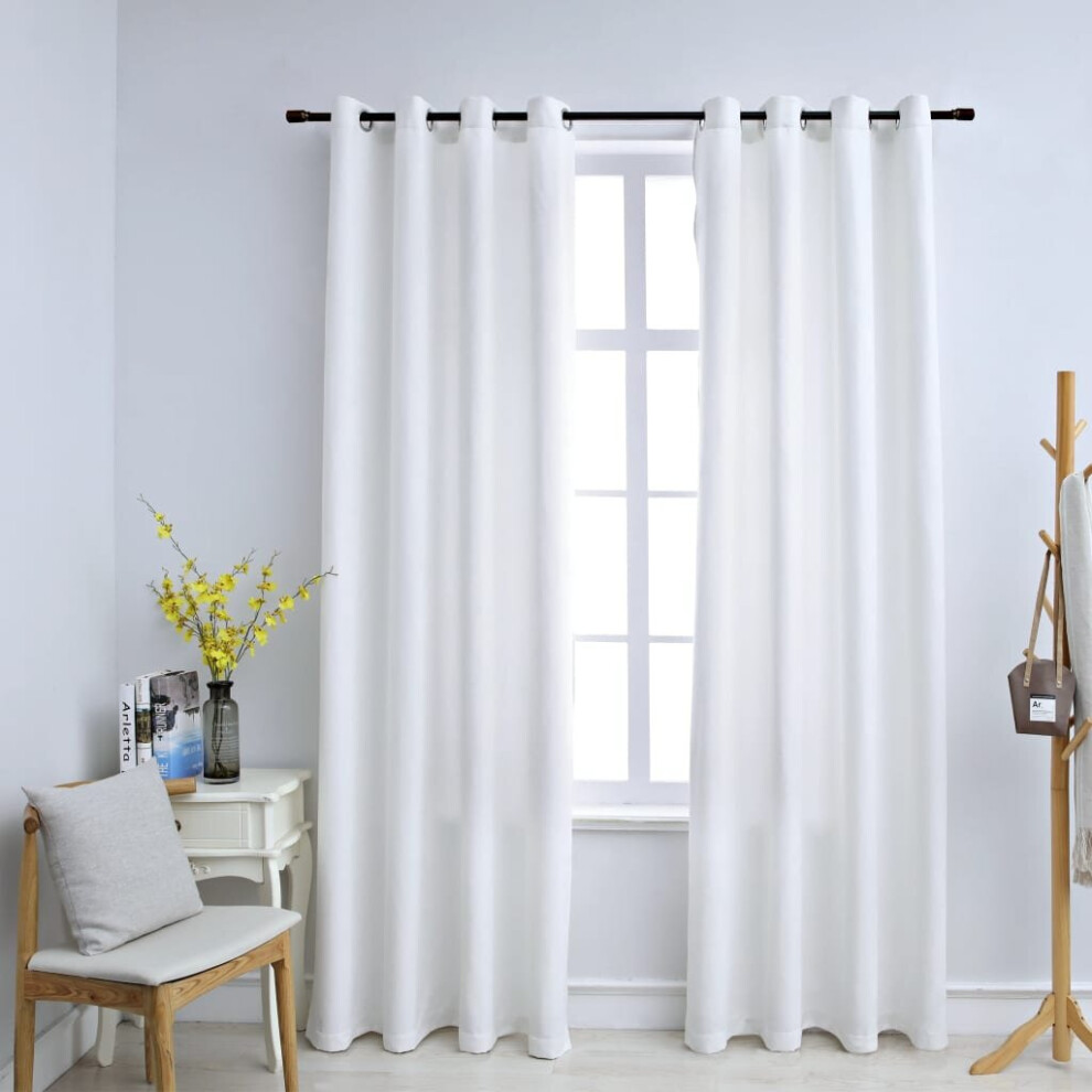 vidaXL 2x Blackout Curtains with Metal Rings Off White 140x245cm Blind Drapery