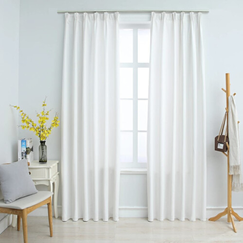 vidaXL 2x Blackout Curtains with Hooks Off White 140x225cm Drapery Blinds