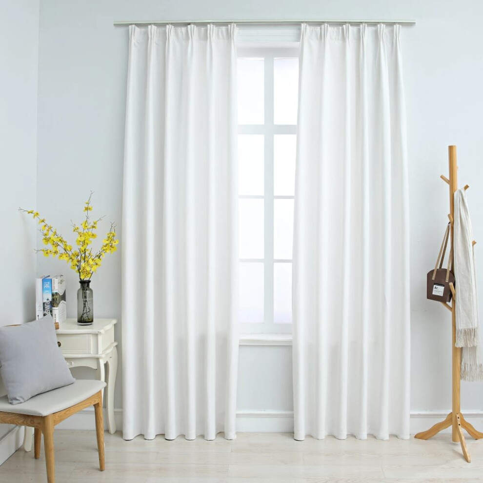Vidaxl 2X Blackout Curtains With Hooks Off 140X245cm Drapery Blinds White