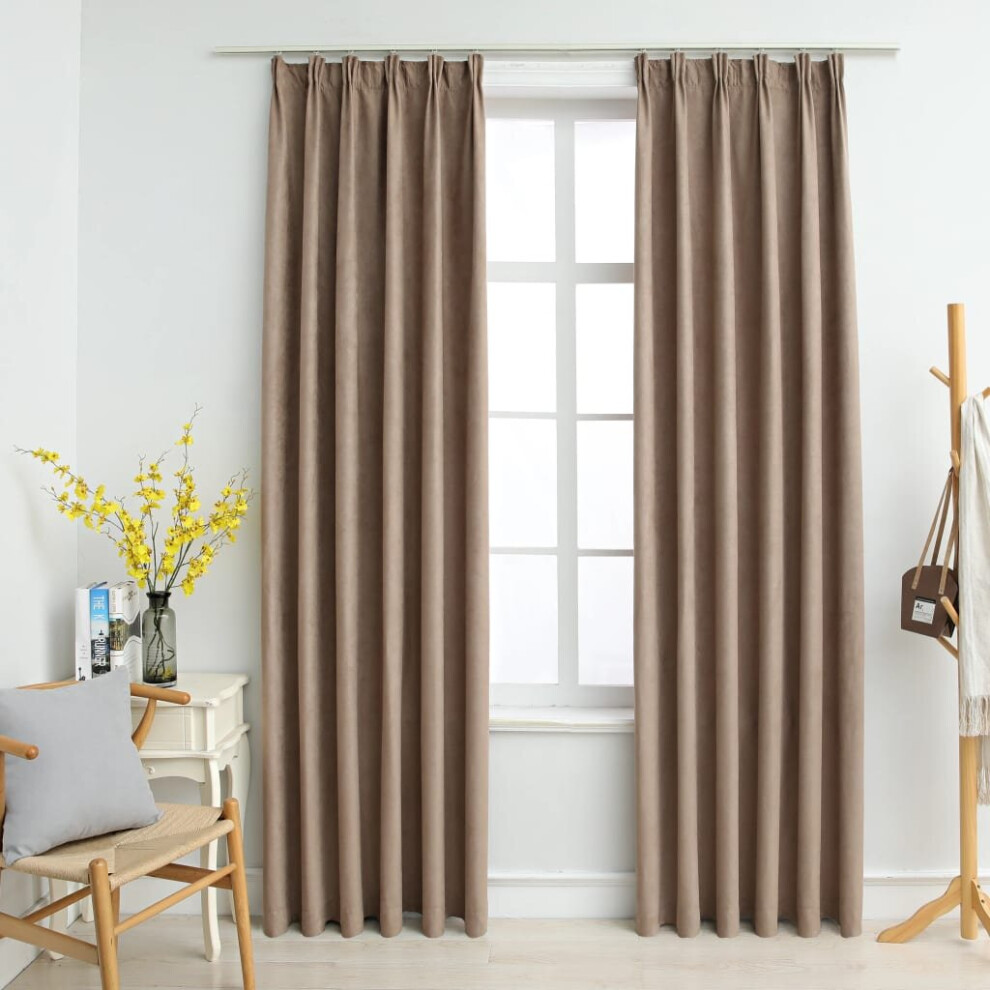 Vidaxl 2X Blackout Curtains With Hooks Taupe 140X245cm Drapery Blind Drape