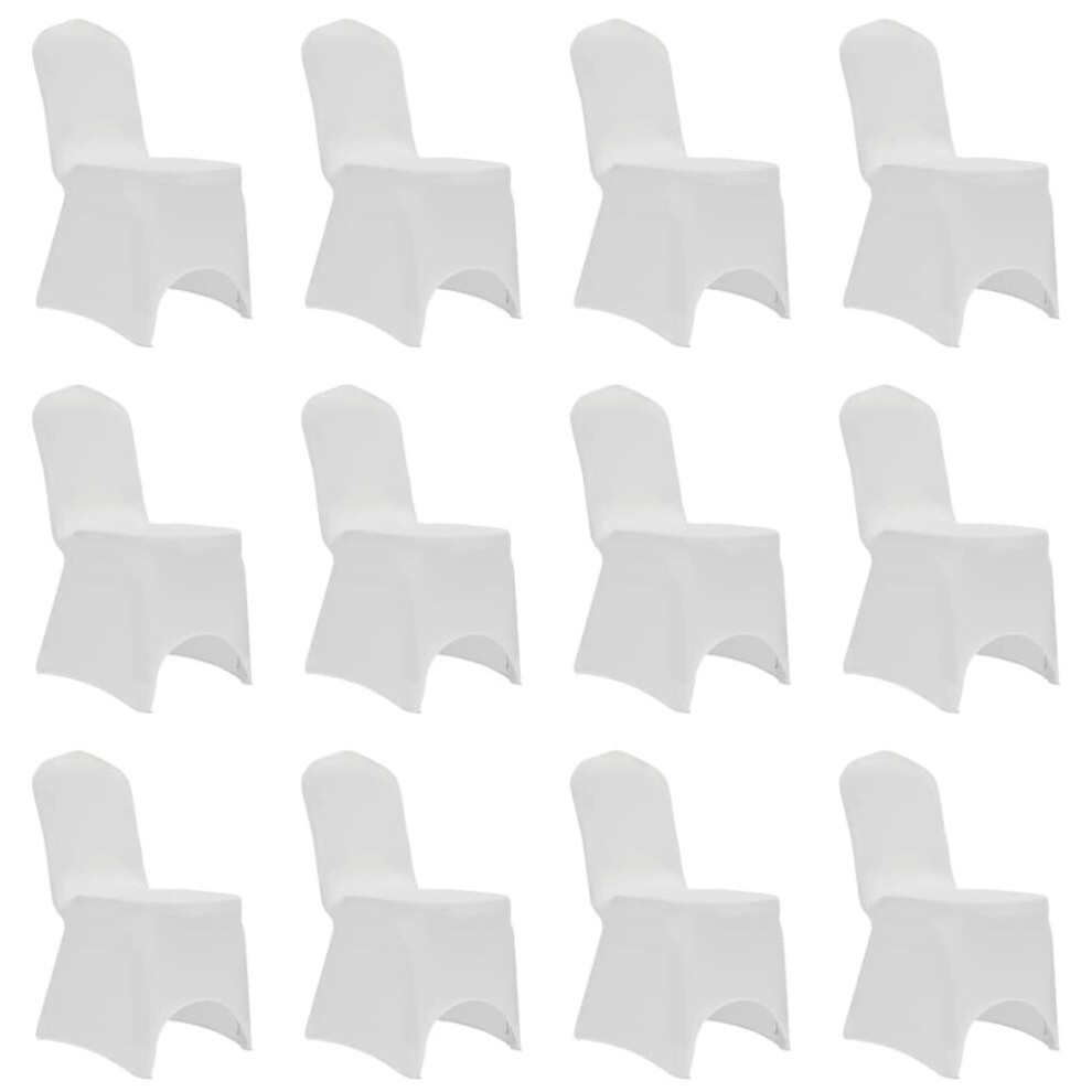 vidaXL 12x Chair Cover Stretch White Banquet Seat Spandex Dining Chairs Covers