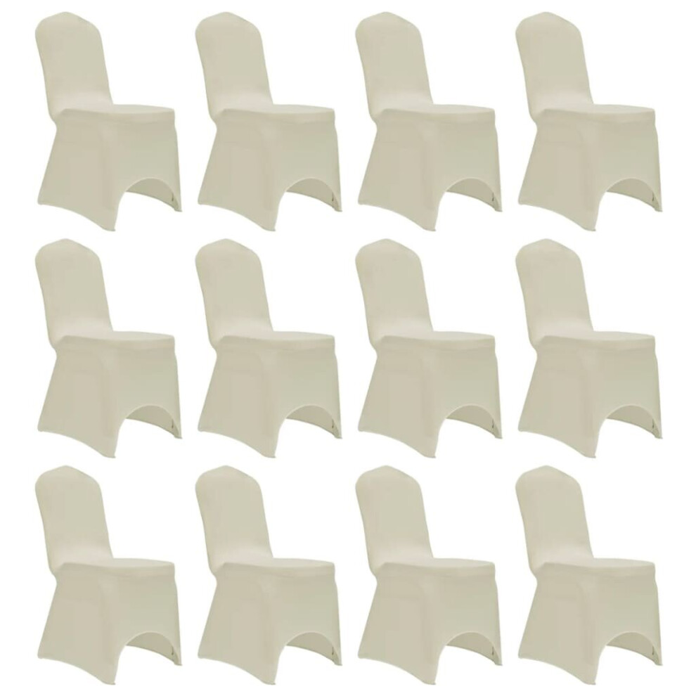 vidaXL 12x Chair Cover Stretch Cream Banquet Seat Spandex Dining Chairs Covers