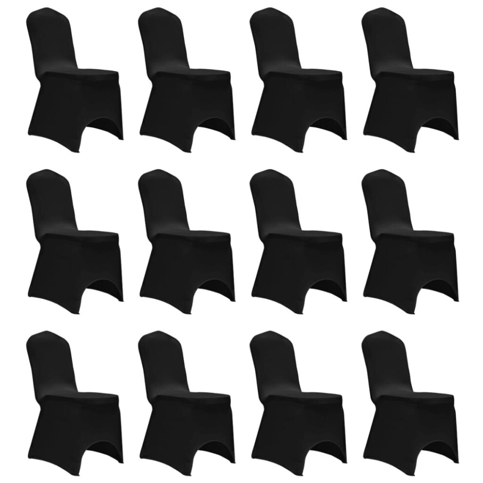 vidaXL 12x Chair Cover Stretch Black Banquet Seat Spandex Dining Chairs Covers