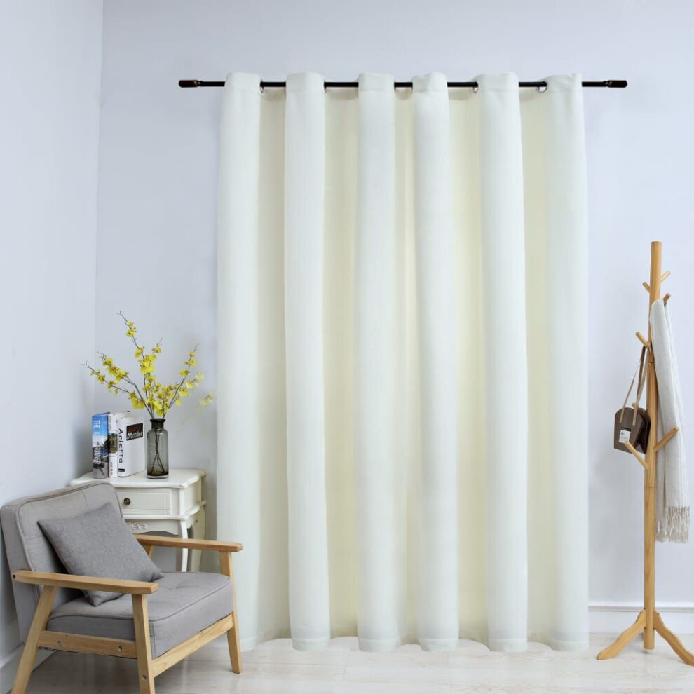 vidaXL Blackout Curtain With Metal Rings Velvet Cream Blind Drapery Window