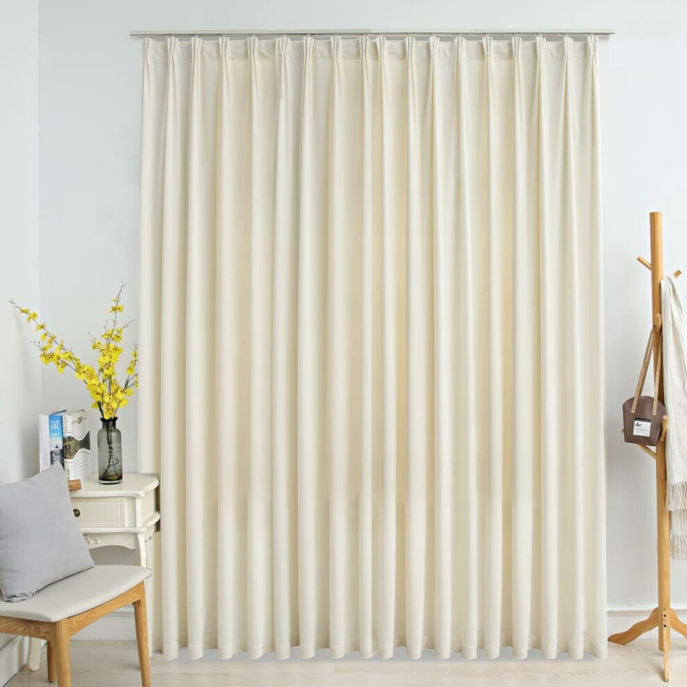 vidaXL Blackout Curtain with Hooks Velvet Cream Blind Drapery Window Curtain