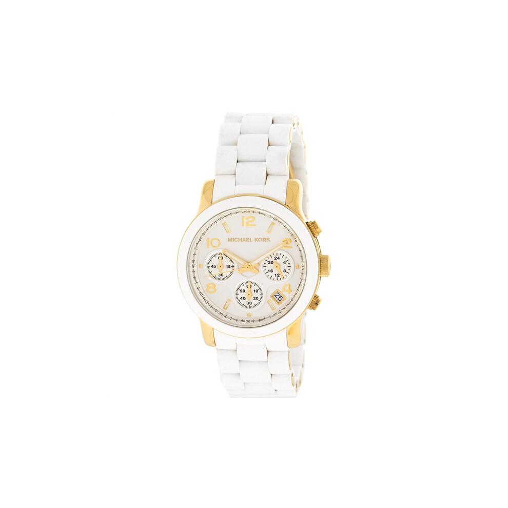 Michael Kors MK5145 Runway Women's White & Gold Chronograph Watch