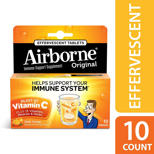 AirBorne, Complément de Soutien Immunitaire, Orange Acidulé, 10 Comprimés Effervescents 1