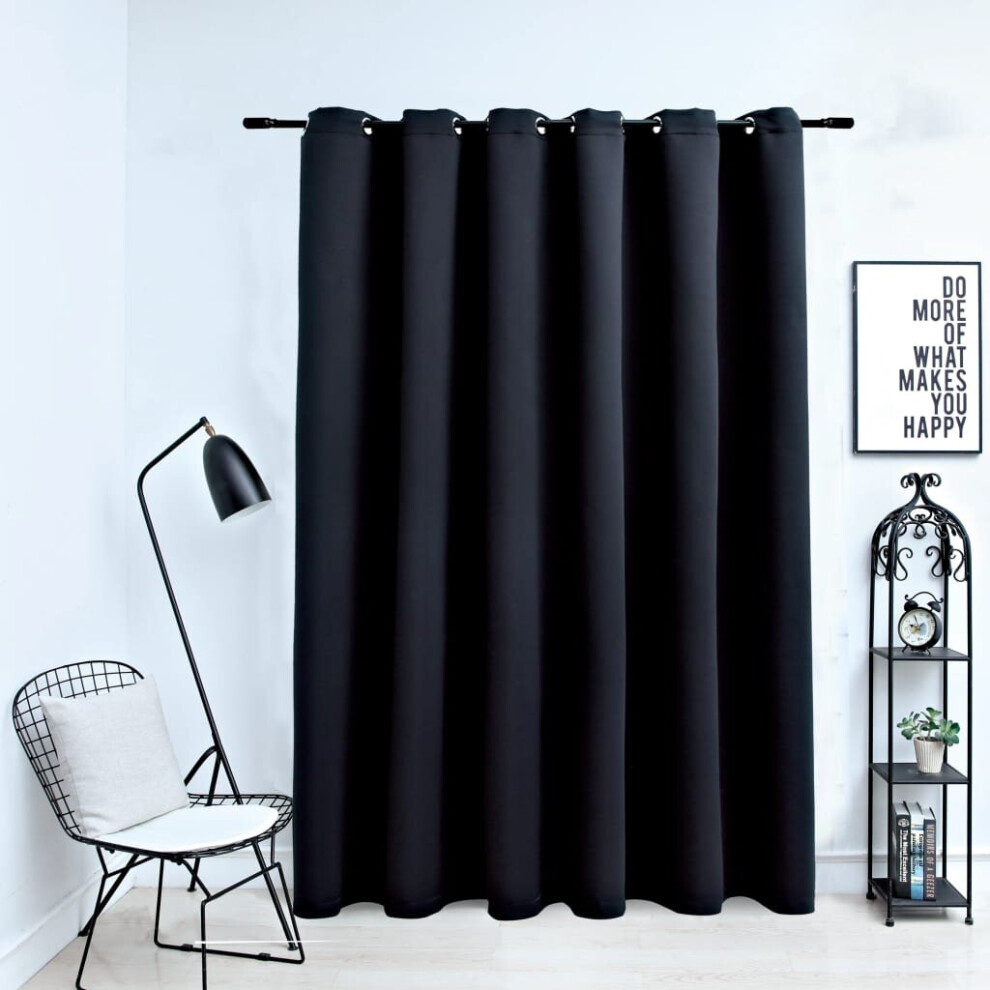 Vidaxl Blackout Curtains With Metal Rings Black 290X245cm Blind Window Drape
