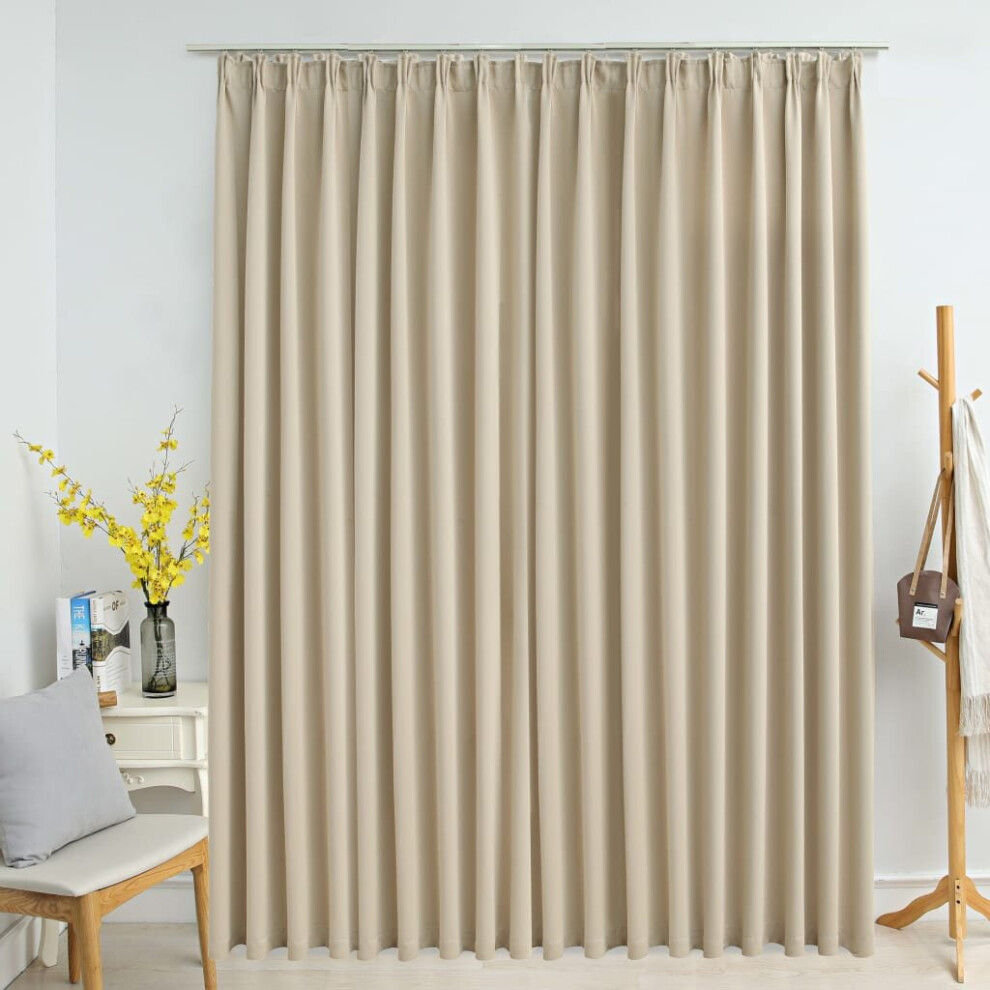 vidaXL Blackout Curtain with Hooks Beige Blind Drape Window Curtain Covering