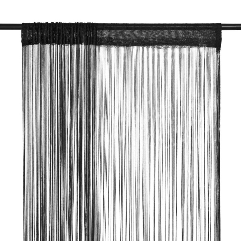 vidaXL 2x String Curtains 140x250cm Black Room Divider Window Door Background