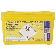 Sharpsguard 1 Litre Sharps Bin - Yellow, Push-Down One-Piece Lid with Vacutainer Remover (Fits POUDS Trays)