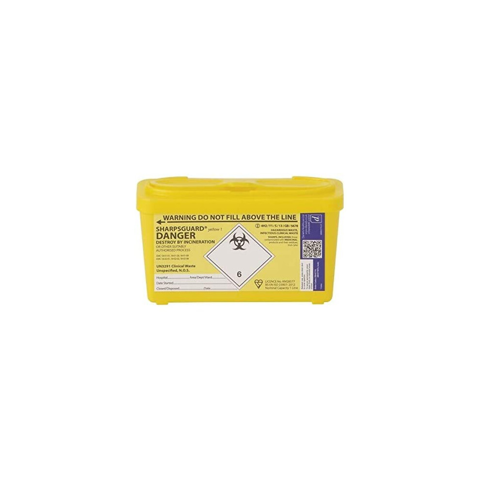 Sharpsguard Sharps Bin 1 litre - Yellow