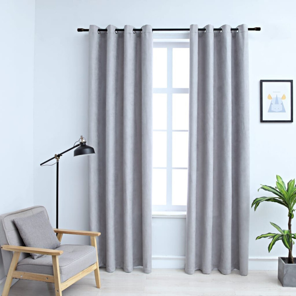 vidaXL 2x Blackout Curtains with Metal Rings Grey 140x245cm Blind Drapery