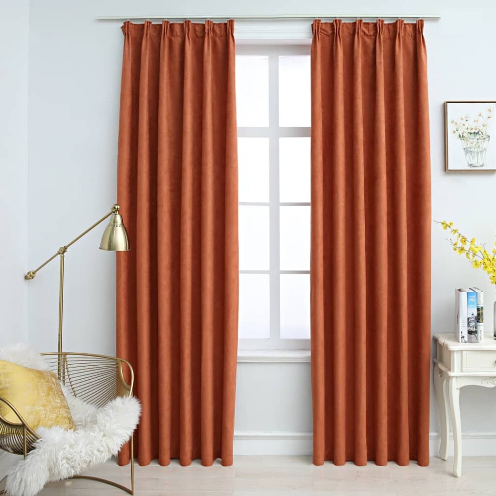 Vidaxl 2X Blackout Curtains With Hooks Rust 140X225cm Drapery Blind Drape