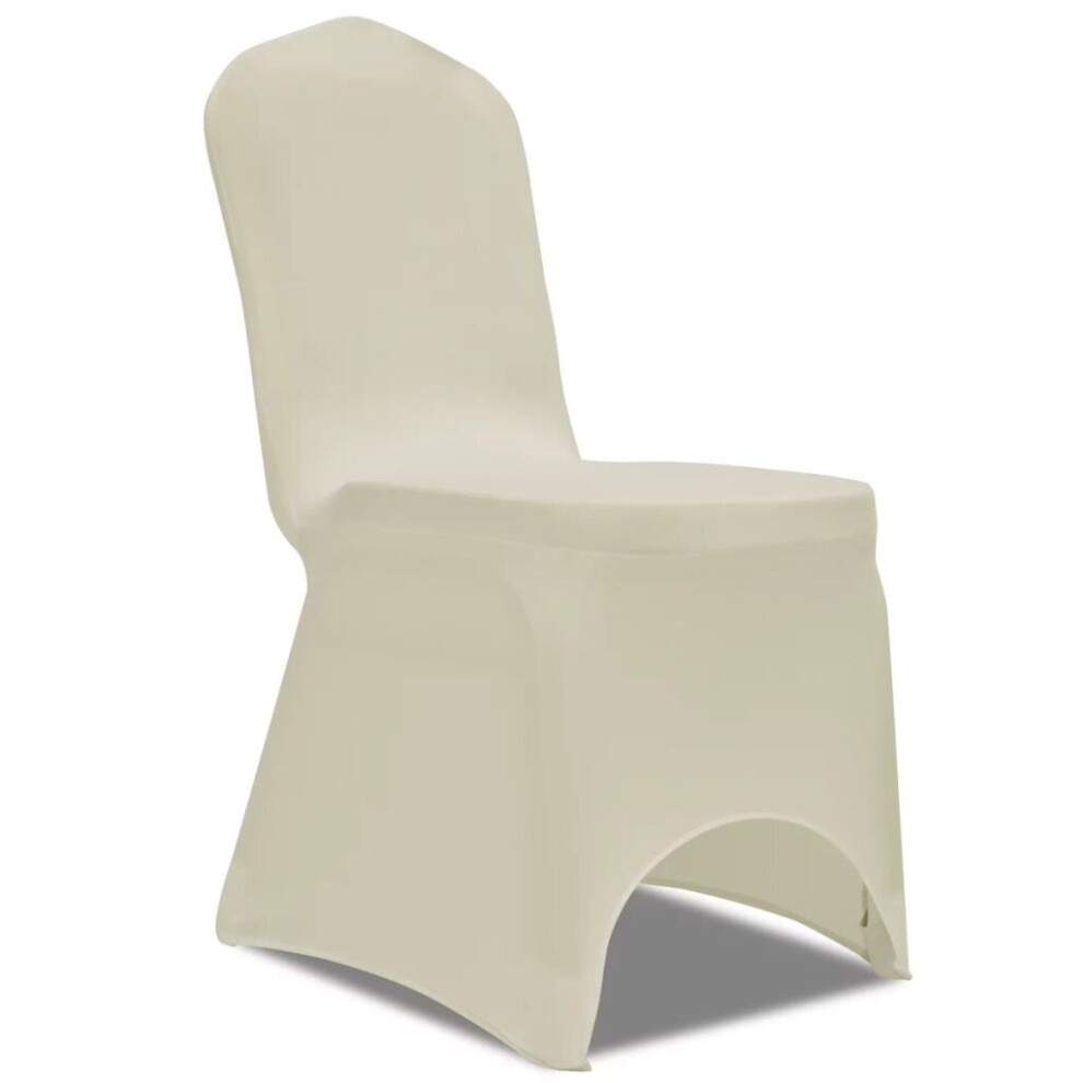 vidaXL 100x Stretch Chair Covers Cream Banquet Party Seat Slipcover Protector