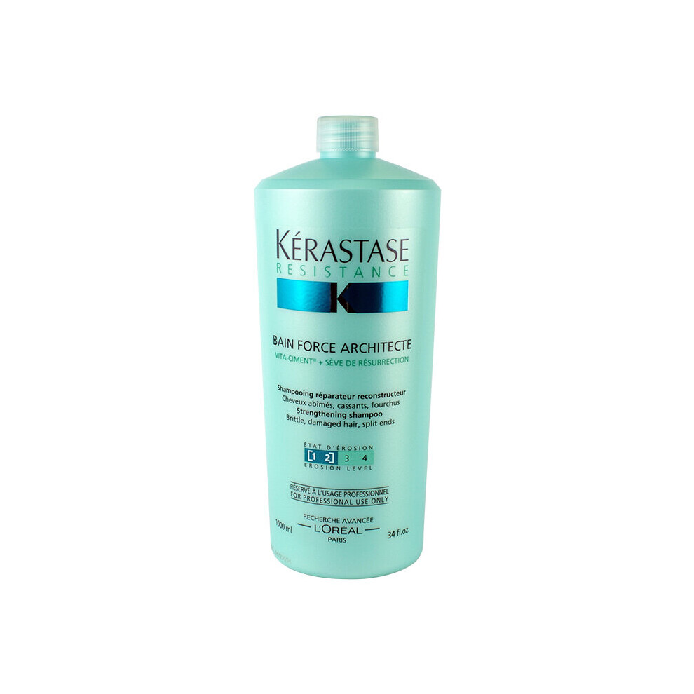 Kerastase Resistance Bain Force Architecte Strengthening Shampoo Cn-265066 For Brittle, Damaged Hair And Split Ends - 1000 Ml